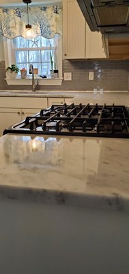 Marble Restoration - This Marble Kitchen was about 15 years old. It had lost most of its shine. We were able to bring it back beyond Factory Finish. It now has the Finest Finish. Marble Restoration - This Marble Kitchen was about 15 years old. It had lost most of its shine. We were able to bring it back beyond Factory Finish. It now has the Finest Finish.