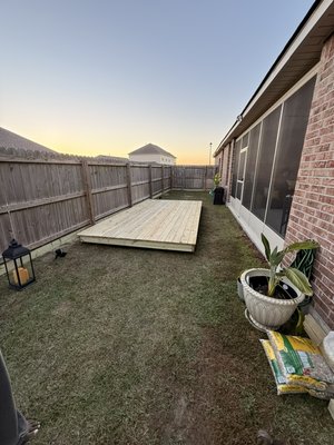 Deck and outdoor furniture build. - My good friend wanted a deck to enhance the backyard. We promptly got started and constructed a beautiful 16x10 deck, along with the outdoor furniture shown in the picture.