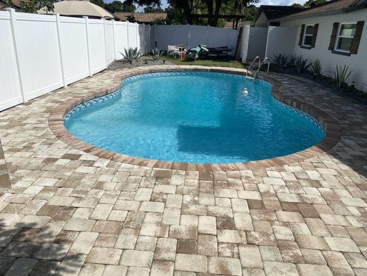 Pool Patio Cleaning - We recently pressure washed this brick paver pool patio. Give us a call for your pressure washing needs. (813)377-7940