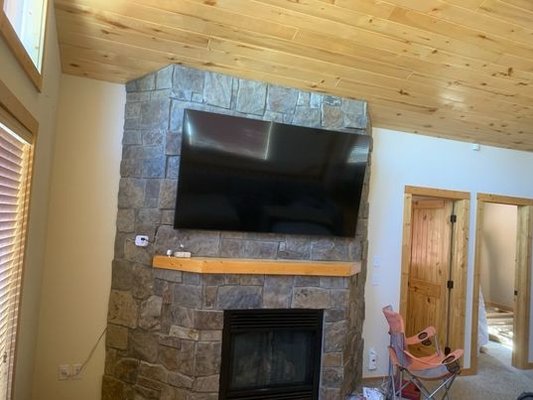 Stone mount above a fireplace - Here are few recent installations on a stone surface above fireplace. Stone mount above a fireplace - Here are few recent installations on a stone surface above fireplace.