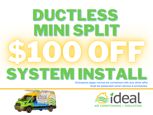 $100 off Ductless Mini Split Install - The Ideal team are experts with mini split installs- if you can envision it, we can deliver!