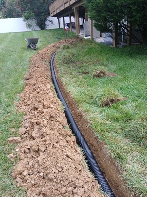 Pipe under the ground - This property always has puddles of water everytime that it rains . I stop the accumulated water by putting the pipe under the ground Pipe under the ground - This property always has puddles of water everytime that it rains . I stop the accumulated water by putting the pipe under the ground