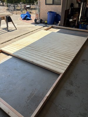 Custom door - This house had no garage door and wanted a custom built wood door. Built and installed door with an opener. Custom door - This house had no garage door and wanted a custom built wood door. Built and installed door with an opener.