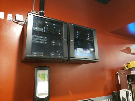Sports Restaurant TV Network - This restaurant owner wanted to network 28 TV's so that they could change the channel on each group with a tablet that they kept in the bar. I used media converters to tie all the TV's to a patch panel that housed the cable boxes as well running all Cat 6 cable throughout the restaurant. I was later asked to install and configure the owner's 16 camera security system. Price below includes the security system. Sports Restaurant TV Network - This restaurant owner wanted to network 28 TV's so that they could change the channel on each group with a tablet that they kept in the bar. I used media converters to tie all the TV's to a patch panel that housed the cable boxes as well running all Cat 6 cable throughout the restaurant. I was later asked to install and configure the owner's 16 camera security system. Price below includes the security system.