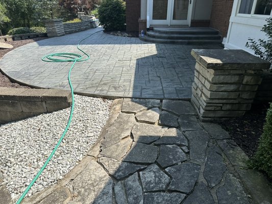 Back yard transformation - Kendall Kleaned - "Transforming outdoor spaces with expert power washing! In this project, we revitalized stunning natural stone surfaces, restoring their original beauty and enhancing the overall aesthetic of the property. Additionally, we tackled the gutters in the backyard, ensuring they were thoroughly cleaned and free of debris. The results are not only visually satisfying but also contribute to the longevity and maintenance of the home. Experience the difference of a professional clean—this is what we call a 'Kendall Klean'—a job done with perfection and an amazing clean!" Back yard transformation - Kendall Kleaned - "Transforming outdoor spaces with expert power washing! In this project, we revitalized stunning natural stone surfaces, restoring their original beauty and enhancing the overall aesthetic of the property. Additionally, we tackled the gutters in the backyard, ensuring they were thoroughly cleaned and free of debris. The results are not only visually satisfying but also contribute to the longevity and maintenance of the home. Experience the difference of a professional clean—this is what we call a 'Kendall Klean'—a job done with perfection and an amazing clean!"