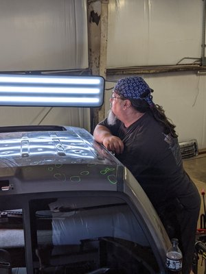 just another happy customer at Rhino Paintless Dent Repair - this is one of the vehicles that we did from the May 21st halestorm there was some severe dents and damage all over the truck but we weren't able to complete it 100% with PDR work instead of sending it to a body shop just another happy customer at Rhino Paintless Dent Repair - this is one of the vehicles that we did from the May 21st halestorm there was some severe dents and damage all over the truck but we weren't able to complete it 100% with PDR work instead of sending it to a body shop