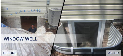 Egress Window Wells - Basement Masters Waterproofing provides more than just waterproofing. We are committed to continually seek out and provide products and services that will better the lives of you and your familyby keeping them safe!
Now it’s easy to provide a life-saving emergency exit for those in your basement. In case of fire, tornado, or any life-threatening situation, our egress window wells feature a built-in step design with sturdy handrails for a fast, safe, and easy exit. Egress Window Wells - Basement Masters Waterproofing provides more than just waterproofing. We are committed to continually seek out and provide products and services that will better the lives of you and your familyby keeping them safe!
Now it’s easy to provide a life-saving emergency exit for those in your basement. In case of fire, tornado, or any life-threatening situation, our egress window wells feature a built-in step design with sturdy handrails for a fast, safe, and easy exit.