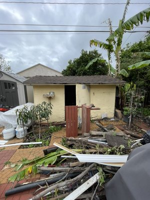 Shed Demo and Hauled Away and Junk Removal - This shed demo was completed in Long Beach. Shed was up for over 40 years and had to be demoed due to termite and in need of replacement. Job took approximately 6 hours including Shed complete demo and hauled away and a trailer full of junk removal. Clients were happy to have chosen Dominion Disposal for the job, and we are looking forward to servicing their needs again. Shed Demo and Hauled Away and Junk Removal - This shed demo was completed in Long Beach. Shed was up for over 40 years and had to be demoed due to termite and in need of replacement. Job took approximately 6 hours including Shed complete demo and hauled away and a trailer full of junk removal. Clients were happy to have chosen Dominion Disposal for the job, and we are looking forward to servicing their needs again.