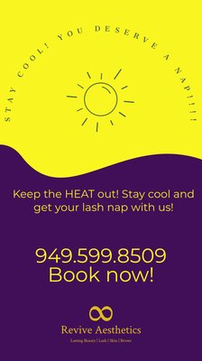 Stay out of the heat and Get your lash nap with us! $89 for Classic Perfectly Mine or Hybrid Naturally Mine. - Stay out of the heat and come get your lash nap with us!
Our current promotions are
For just $89 Reg $105
You can choose Classic Perfectly Mine or Hybrid Naturally Mine Full Set
$105 for Naturally Mine Volume Reg $125
Book and save!
Free gift and free shipping with $50+ products purchase. Stay out of the heat and Get your lash nap with us! $89 for Classic Perfectly Mine or Hybrid Naturally Mine. - Stay out of the heat and come get your lash nap with us!
Our current promotions are
For just $89 Reg $105
You can choose Classic Perfectly Mine or Hybrid Naturally Mine Full Set
$105 for Naturally Mine Volume Reg $125
Book and save!
Free gift and free shipping with $50+ products purchase.
