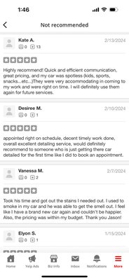 Reviews blocked by yelp for no reason - Call or text and setup your detail today!