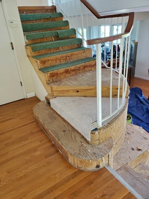 Remodeled Dilapidated Stairway - Restructure and resurface of walls, fabricare and form white oak stair parts. Done in Santa Barbara