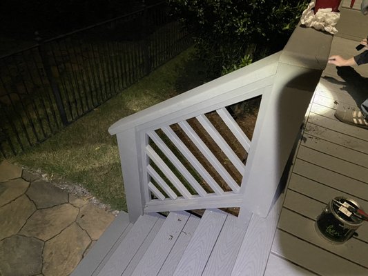 Deck repair - Customer is a repeat customer I do a lot of work for. He called me up and said the rails on his deck were rotted out in some places. We rebuilt rails and replaced furring strips where they were needed. Deck repair - Customer is a repeat customer I do a lot of work for. He called me up and said the rails on his deck were rotted out in some places. We rebuilt rails and replaced furring strips where they were needed.