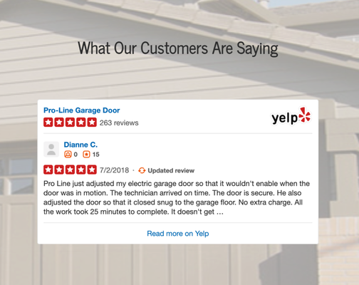 Our Reputation & Reviews Speak For Us! - PRO-LINE GARAGE DOOR SERVICE was built to be and stay a small local family owned business. This smaller structure enables us to be on a one-on-one basis with our customers and provide a level of personal customer service you just can’t receive from a larger scale operation. The customer is the core of our business and we stive for 100% satisfaction with every job. Combined with our partners, we have over 25 years of garage door related experience and have seen and repaired just about everything. We are a real local business centrally located in the city of Downey Ca.
We serve all of Los Angeles, Orange County, Beach Cities and certain areas of Riverside County. We can respond to most service calls under one hour. No additional charge for nights and weekend.
—Jimmy Avina, Owner Our Reputation & Reviews Speak For Us! - PRO-LINE GARAGE DOOR SERVICE was built to be and stay a small local family owned business. This smaller structure enables us to be on a one-on-one basis with our customers and provide a level of personal customer service you just can’t receive from a larger scale operation. The customer is the core of our business and we stive for 100% satisfaction with every job. Combined with our partners, we have over 25 years of garage door related experience and have seen and repaired just about everything. We are a real local business centrally located in the city of Downey Ca.
We serve all of Los Angeles, Orange County, Beach Cities and certain areas of Riverside County. We can respond to most service calls under one hour. No additional charge for nights and weekend.
—Jimmy Avina, Owner
