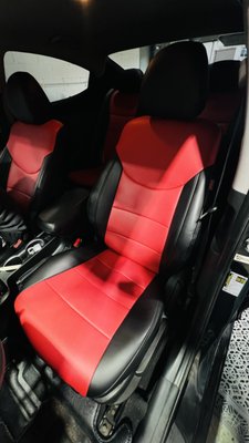 Car seats Makeover. - These seat covers are installed on the cloth seat to protect them.