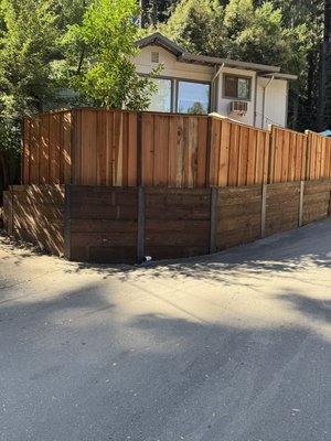 I beam retaining wall construction - Installation of I beam retaining wall with 6 inch sdr drainage system. Guaranteed for 30 years. I beam retaining wall construction - Installation of I beam retaining wall with 6 inch sdr drainage system. Guaranteed for 30 years.