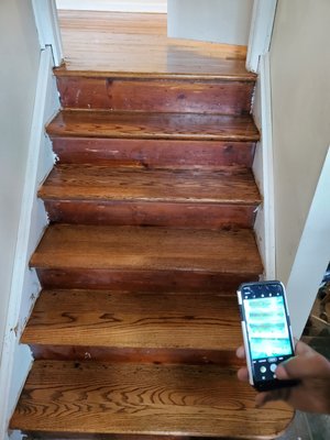 3 bedroom apartment with the dining room and living room stained - This was the staining portion of this sand and refinishing job. 3 bedroom apartment with the dining room and living room stained - This was the staining portion of this sand and refinishing job.