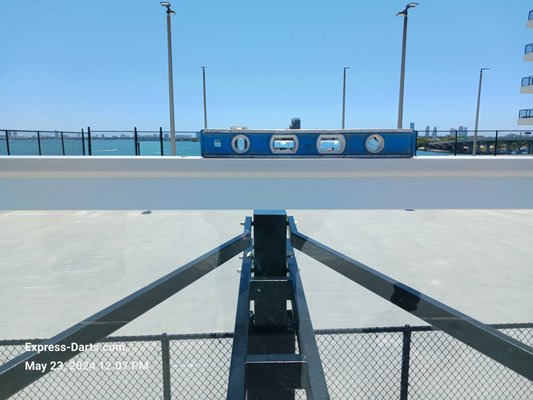High Rise Rooftop Install - This Mega-Slam XL (72 Inch) Basketball System is mounted on the nineth Floor of a Miami High Rise Building.