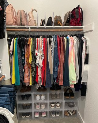 Master Bedroom Closet - Mesa, AZ - This family utilizes their master bedroom closet for everyday purposes including planning their children’s outfits for the week. I was able to create a system for them so their mornings run smoother. Mom & Dad also have their own designated spaces in the closet as well rather than everyone’s things all throughout the closet. Master Bedroom Closet - Mesa, AZ - This family utilizes their master bedroom closet for everyday purposes including planning their children’s outfits for the week. I was able to create a system for them so their mornings run smoother. Mom & Dad also have their own designated spaces in the closet as well rather than everyone’s things all throughout the closet.