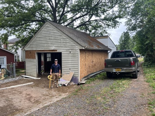 Garage Demolition - This garage was taken down for a client. She was very satisfied with our professionalism and price. For more information check out our website or call us at 434-826-4499 Garage Demolition - This garage was taken down for a client. She was very satisfied with our professionalism and price. For more information check out our website or call us at 434-826-4499