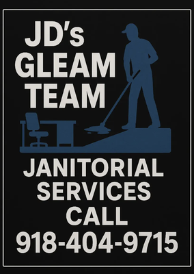 Comprehensive Janitorial Services for Your Office - Keep your workplace consistently clean and inviting with our professional janitorial services. JDs Gleam Team offers customizable cleaning solutions, including trash removal, floor care, restroom sanitation, and more—all tailored to your office’s unique needs. Depend on us for thorough, scheduled cleaning that supports a healthy and efficient work environment. Comprehensive Janitorial Services for Your Office - Keep your workplace consistently clean and inviting with our professional janitorial services. JDs Gleam Team offers customizable cleaning solutions, including trash removal, floor care, restroom sanitation, and more—all tailored to your office’s unique needs. Depend on us for thorough, scheduled cleaning that supports a healthy and efficient work environment.