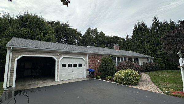 North Kingstown, RI Roof Project - This roof replacement was done in 1 day. The chimney was repointed before the new shingles were installed. Our in house crew worked in a timely fashion, ensuring the work was done right. The finished result turned out amazing!
