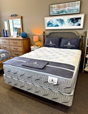 Naptown Natural Latex Mattresses - I designed the Naptown collection to fill a gap in what the major manufacturers offer to consumers.  The industry is dominated by memory foam and other synthetic foams.  My personal preference for comfort and durability is natural latex foam.  It has been used in mattress making since 1918, it is the first foam. Natural Latex is made from the sap of the rubber tree.  It is more durable than petroleum based foams and naturally repels dust mites mold and mildew.  Latex foam has a natural buoyancy,  which means that you sleep on top of the mattress, not sunk into the mattress.  This makes for greater ease of monement and a cooler nights sleep.  The original pressure relieving foam.