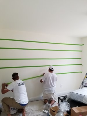 Residential Interior wall stripes - accent wall stripes done by In & Out! Residential Interior wall stripes - accent wall stripes done by In & Out!