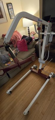 Hoyer Lift Rental in Evergreen Park - We recently provided and set up this Bestcare Hoyer Lift for a residential client. The customer was very happy with the rental service — it was their first lift for home use, allowing them to safely transfer to a wheelchair and access more areas of their home with ease.

✅ Services Provided: Delivery, setup, and demonstration
💬 Customer Feedback:

"First hoyer lift for home use — now able to transfer to wheelchair and gain access to other areas of my home. Delivery and setup were done with professionalism and courteous service.”



Proud to help make home mobility easier and safer for our clients!