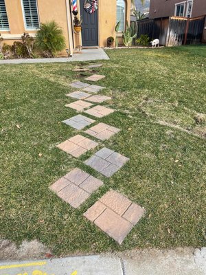 Walkway with stairs install - This project we removed some grass and dirt then we set up forms and pour a beautiful walkway with stairs the whole project was done in 2 days