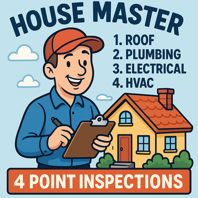 4 point - 4 point inspections that includes: Roofing, Plumbing, Electrical, HVAC