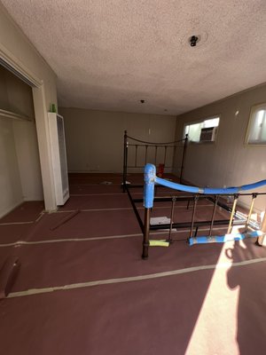 Remove Popcorn And Smooth Finish - Remove popcorn 
Smooth finish 
Painting ceiling and walls