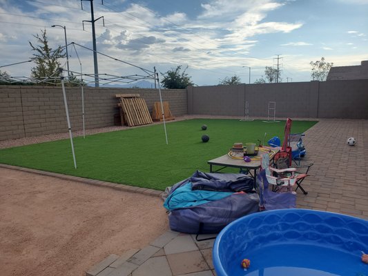 Backyard Remodel! - This back and side yards were ready for a serious do-over! Functionality and aesthetics were the primary goals, with ease of care also a factor. The owners opted for a mix of 1/4 minus, pavers, gravel and artificial turf. The tenants and children are very pleased with the results. They even got an outdoor exercise area! Backyard Remodel! - This back and side yards were ready for a serious do-over! Functionality and aesthetics were the primary goals, with ease of care also a factor. The owners opted for a mix of 1/4 minus, pavers, gravel and artificial turf. The tenants and children are very pleased with the results. They even got an outdoor exercise area!