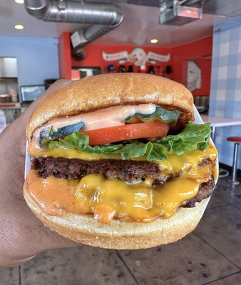 Indulgent Patty! - Our burger patties are now BIGGER and BETTER!! 

THE @impossible_foods INDULGENT patty is now being served at our stores 😍

That’s right, this premium patty with gourmet flavor 💯 now comes on all of our burgers.