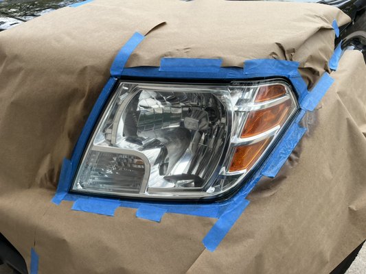 2015 VW Jetta. Customer had already replace LF side at high cost $560 , he consider to try a restoration for $115. - Headlight restoration specialist