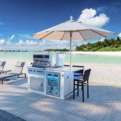Professional Grills, Grill Islands and Island Bars - Elevate your grilling experience with one of our Professional Grills, Grill Islands, and/or Island Bars. Made with long-lasting 304-grade stainless steel, our grills will be there with you to cherish old memories and create new ones. These professional grills and bars are equipped with an LED lighting system that makes grilling at night easy and fun. Paradise Grills unique barbecue grills also offer a ten in one Hybrid X Conversion feature that allows you to use your grill in more ways than one. Whether you‚Äôre just getting into grilling or already a barbecue master, our Professional Grills will make your experience fun and easy!