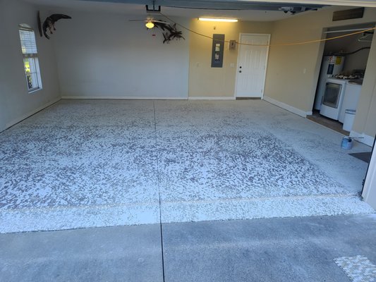 Epoxy Flooring - This model was done on an old garage floor that was discolored and in bad shape. We prepped the concrete and applied our epoxy finish and it made the garage floor look brand new and high end! Epoxy Flooring - This model was done on an old garage floor that was discolored and in bad shape. We prepped the concrete and applied our epoxy finish and it made the garage floor look brand new and high end!