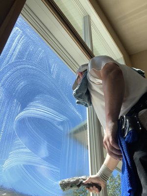Lake house - These windows, glass railing and gutters were in bad shape when we arrived. With a little bit of elbow grease and attention to detail they turned out amazing. If your windows or gutters have been neglected, hard to reach (too high), or you just can’t seem to get that stubborn hard water stains off them, please call us today! We will get them looking brand new again! Call 406.431.3630 -Cody
