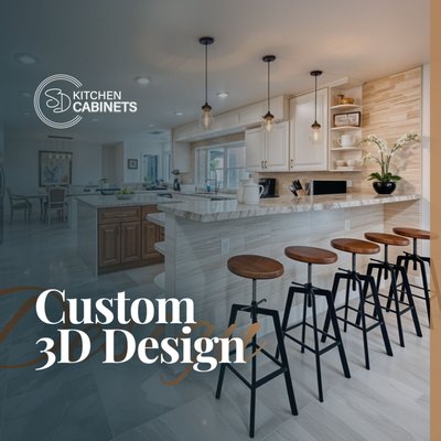 Custom 3D Design - Our designers will work with you on your kitchen design to make sure we maximize the usage of every single cabinet in your new kitchen Custom 3D Design - Our designers will work with you on your kitchen design to make sure we maximize the usage of every single cabinet in your new kitchen