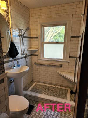This is what a bathroom remodel should look like! - Walking in the door the customer knew what she wanted is a bathroom remodel but was hesitant due to being new to the area. After about 30 mins of conversation her hesitation had evaporated. The following Monday we started tearing into our canvas. I call it “canvas” because this, to me, is art. With the right palette and great communication, what a wonderful masterpiece this room ended up being. This is what a bathroom remodel should look like! - Walking in the door the customer knew what she wanted is a bathroom remodel but was hesitant due to being new to the area. After about 30 mins of conversation her hesitation had evaporated. The following Monday we started tearing into our canvas. I call it “canvas” because this, to me, is art. With the right palette and great communication, what a wonderful masterpiece this room ended up being.