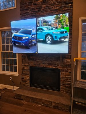 Mounting a TV set with a swiveling electric mount. - Mounting a TV set with a swiveling electric mount.
The TV was mounted on a concrete wall. Mounting a TV set with a swiveling electric mount. - Mounting a TV set with a swiveling electric mount.
The TV was mounted on a concrete wall.