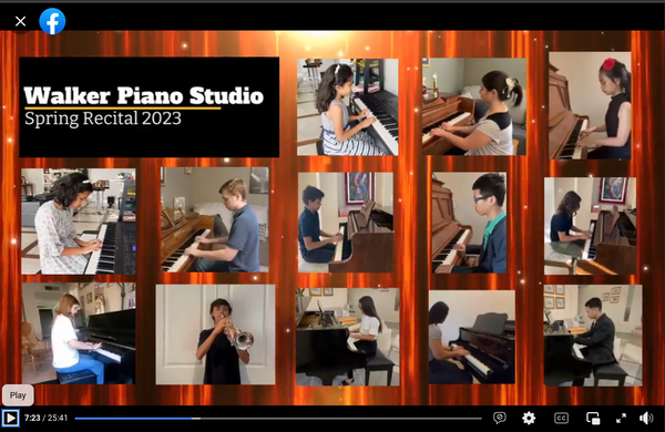 Virtual Recital 2023 - Walker Piano Studio specialized in private music instruction for piano. We also offer lessons on trumpet and/or violin. Contact us for more information. Virtual Recital 2023 - Walker Piano Studio specialized in private music instruction for piano. We also offer lessons on trumpet and/or violin. Contact us for more information.