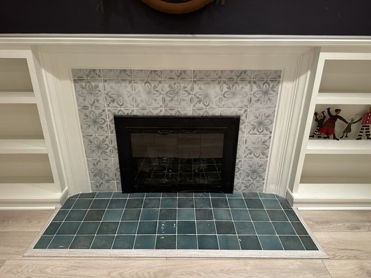 Fire place tile remodel - A new face for fire place Fire place tile remodel - A new face for fire place