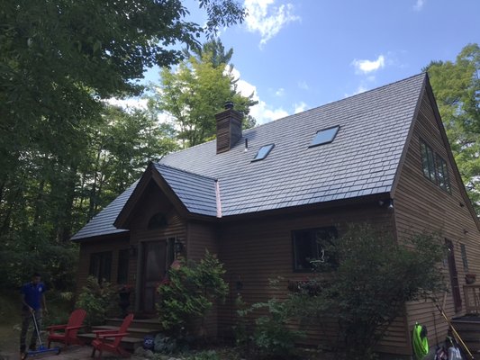 Enviroshake Install ( Composite CedarShake ) - Enviroshake Install on a cabin in the Adirondack. We replaced a traditional cedar shake roof system with A composite product produced from recycled materials. During this process we installed Four brand new Velux Skylight’s and re sheeted the entire roof deck.