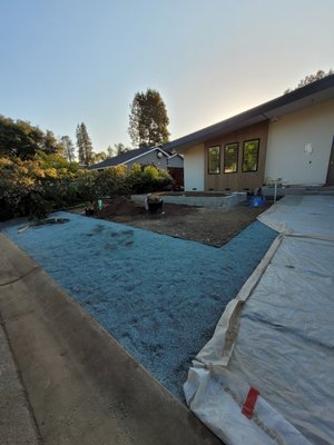 Concrete Driveway, Porch, Sidewalk, Pedestrian Floor and Landscape - Driveway concrete work, front porch, sidewalk around house, back of house plinth installation and general landscape work, Area 1559 Julie Lane Los Altos, Ca 94024