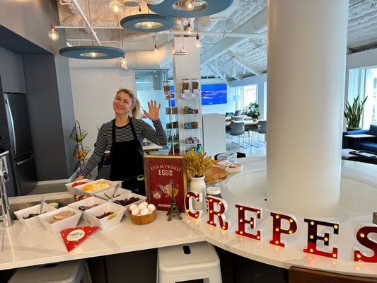Creperie Saint Germain's Corporate Catering Service with On-Site Crepe Bar - Let's take a delicious stroll down memory lane as we revisit Creperie Saint Germain's remarkable Corporate Catering Service, where we celebrated the first day at the office in style. Join us in reminiscing about the warm welcomes and gourmet crepes that made this event truly memorable.

Our crepe menu was a tantalizing array of flavors, offering a diverse range of sweet and savory options to cater to every palate. From beloved classics like Nutella and strawberry to gourmet choices like prosciutto and brie, each crepe was a work of art, made fresh on the spot and tailored to individual preferences.

Although the event is in the past, Creperie Saint Germain is always ready to serve you. If you have future corporate events or special occasions, please don't hesitate to reach out. We look forward to the opportunity to bring the magic of fresh, gourmet crepes to your next gathering. #yelpbayarea