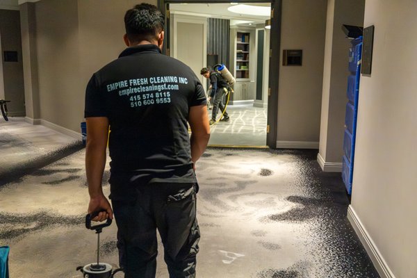 CARPET CLEANING - Professional Carpet Cleaning Process
1. Deep Vacuuming
We remove loose dirt, dust, and debris using commercial-grade vacuums to prepare the carpet for deep cleaning.
2. Pre-Spray Treatment
A professional carpet cleaning solution is applied to break down stains, oils, and embedded dirt.
3. Power Pad Scrubbing
Our power pad machine agitates carpet fibers to lift heavy soil and restore appearance.
4. Hot Water Steam Extraction
High-temperature steam extraction removes dirt, residue, and bacteria, leaving carpets fresh and fast-drying.
Results:
✔ Deep carpet cleaning
✔ Stain & odor removal
✔ Commercial service
✔ Safe, effective, and professional results CARPET CLEANING - Professional Carpet Cleaning Process
1. Deep Vacuuming
We remove loose dirt, dust, and debris using commercial-grade vacuums to prepare the carpet for deep cleaning.
2. Pre-Spray Treatment
A professional carpet cleaning solution is applied to break down stains, oils, and embedded dirt.
3. Power Pad Scrubbing
Our power pad machine agitates carpet fibers to lift heavy soil and restore appearance.
4. Hot Water Steam Extraction
High-temperature steam extraction removes dirt, residue, and bacteria, leaving carpets fresh and fast-drying.
Results:
✔ Deep carpet cleaning
✔ Stain & odor removal
✔ Commercial service
✔ Safe, effective, and professional results