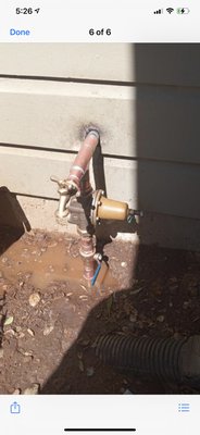 Main water shut off valve replacement - Replace main shut off valve pressure regulator and hose bib Main water shut off valve replacement - Replace main shut off valve pressure regulator and hose bib
