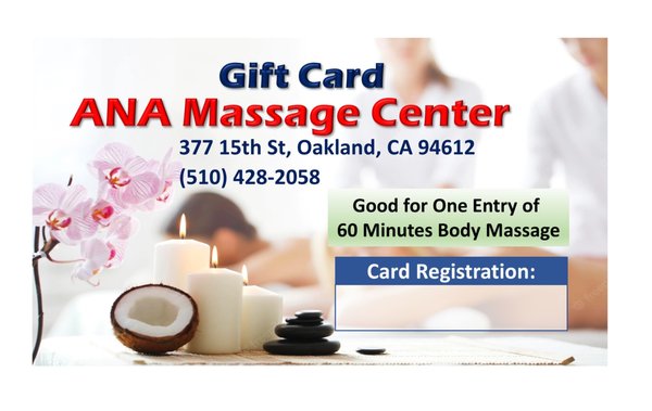 Gift cards are available! - For customer's convenience, we are glad to offer the gift cards for our valued customers. The gift cards are available for 30 minutes and 60 minutes. You could purchase the gift card at our reception desk. The customer could send these lovely gift cards to their friends, relatives and colleagues. Buy more save more! Gift cards are available! - For customer's convenience, we are glad to offer the gift cards for our valued customers. The gift cards are available for 30 minutes and 60 minutes. You could purchase the gift card at our reception desk. The customer could send these lovely gift cards to their friends, relatives and colleagues. Buy more save more!