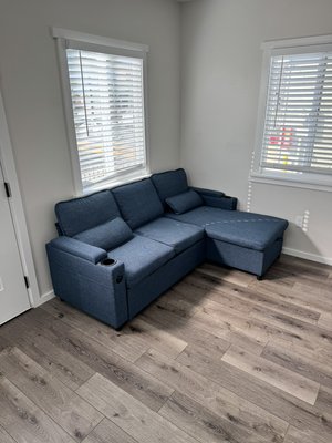 Furniture Assembly – Sofa and TV Stand - Assembled a sectional sofa with built-in cup holders and a reclining feature, along with a stylish TV stand with storage drawers and open shelving. A great setup for a cozy and functional living space. Furniture Assembly – Sofa and TV Stand - Assembled a sectional sofa with built-in cup holders and a reclining feature, along with a stylish TV stand with storage drawers and open shelving. A great setup for a cozy and functional living space.