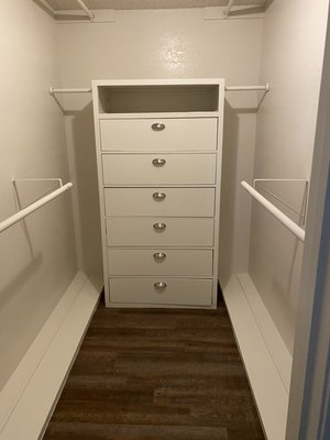 Custom closet - Adding storage area to existing closet with custom cabinetry. Custom closet - Adding storage area to existing closet with custom cabinetry.